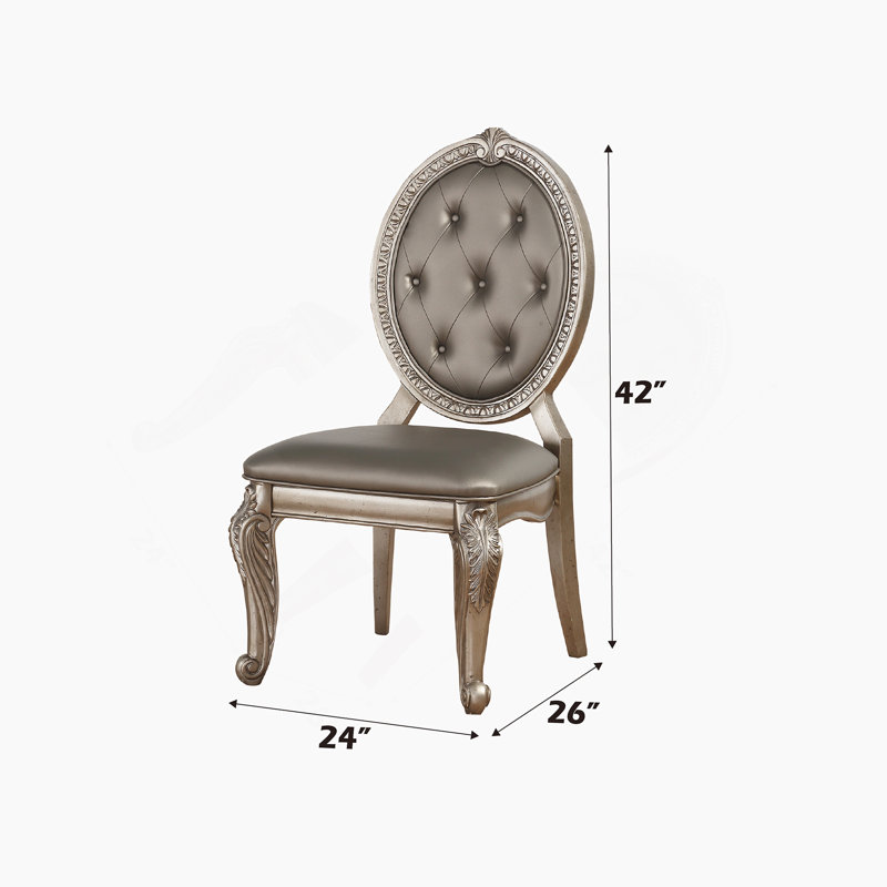 Ensemble de 2 chaises d'appoint en cuir synthétique et finition argent antique