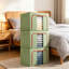 Ensemble de 3 bacs de rangement empilables de 100 L avec poignées et fermeture à glissière, structure métallique, boîte de rangement pliable avec couvercle pour linge de lit, couvertures et serviettes.-2060604892