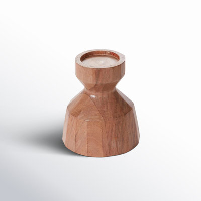 Habra 4" Wood Tabletop Candlestick