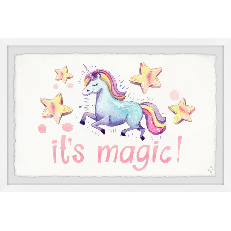 Cowart Cute Unicorn's Magic - Single Picture Frame Painting, 20cm H x 30cm W