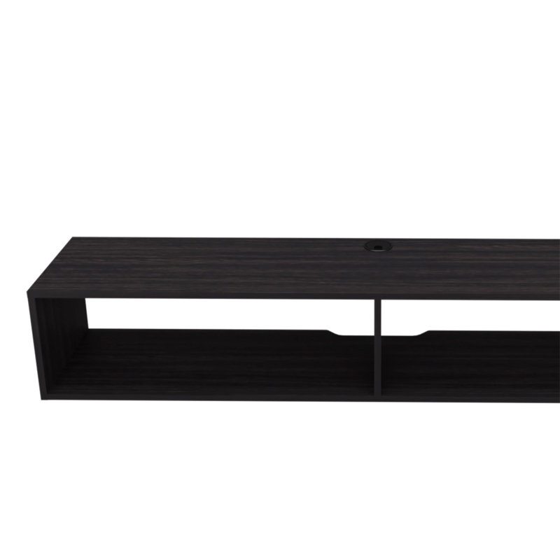 Support média flottant en mélamine avec 2 tablettes Wengue