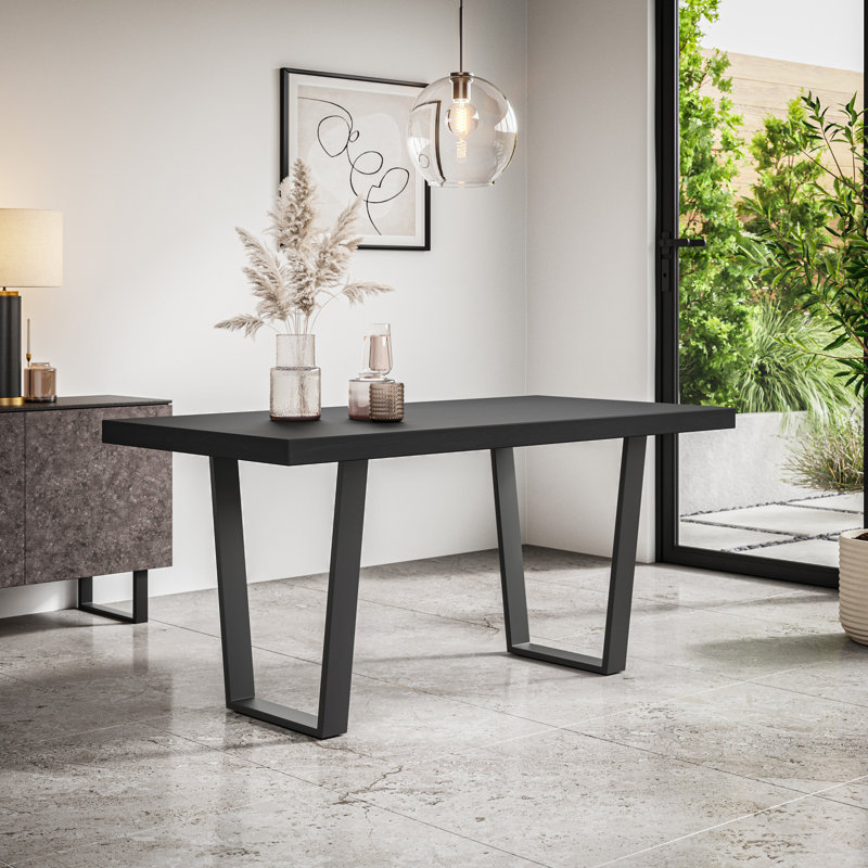 Ademar 4 - Person Dining Set, Black/Black/Ivory, 5 Pieces: Table,4 Chairs