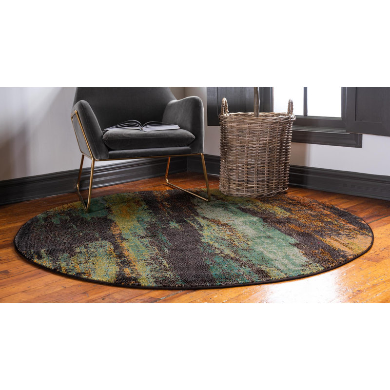 Rizer Washable Abstract Indoor Rug, Round 8'