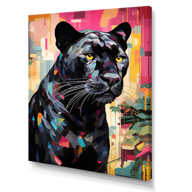 Popart sur fond noir, H 40 po x l 30 po x P 1,5 po, Toile tendue