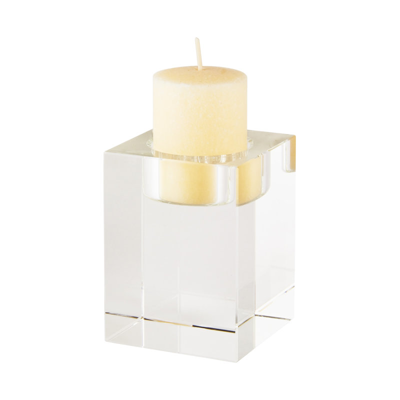Crystal Tabletop Votive Holder, Clear, 3.25" H x 2.5" W x 2.5" D