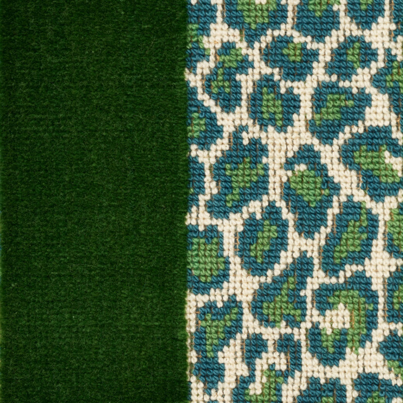 Schumacher x Timothy Corrigan Guepard Stripe Velvet Fabric, Emerald