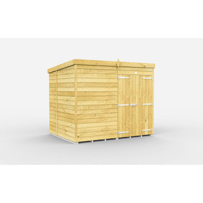 8ft x 7ft Pent Shed - Double Door without Windows