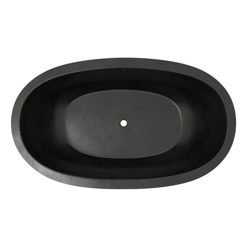 Avalon NativeStone Freestanding Soaking Cement Bathtub, Charcoal, 21" H x 36" W x 62" L