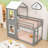 Lit superposé simple en bois en forme de maison avec toit incliné et fenêtre-2105337479