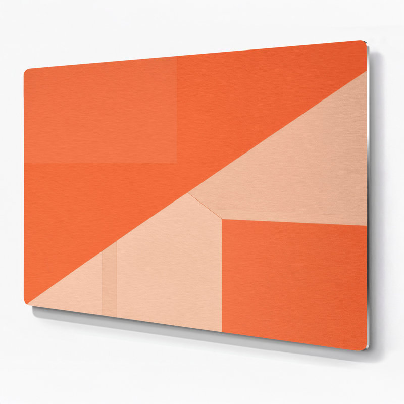 Minimalisme 98, art mural en métal orange, H 11 po x l 14 po