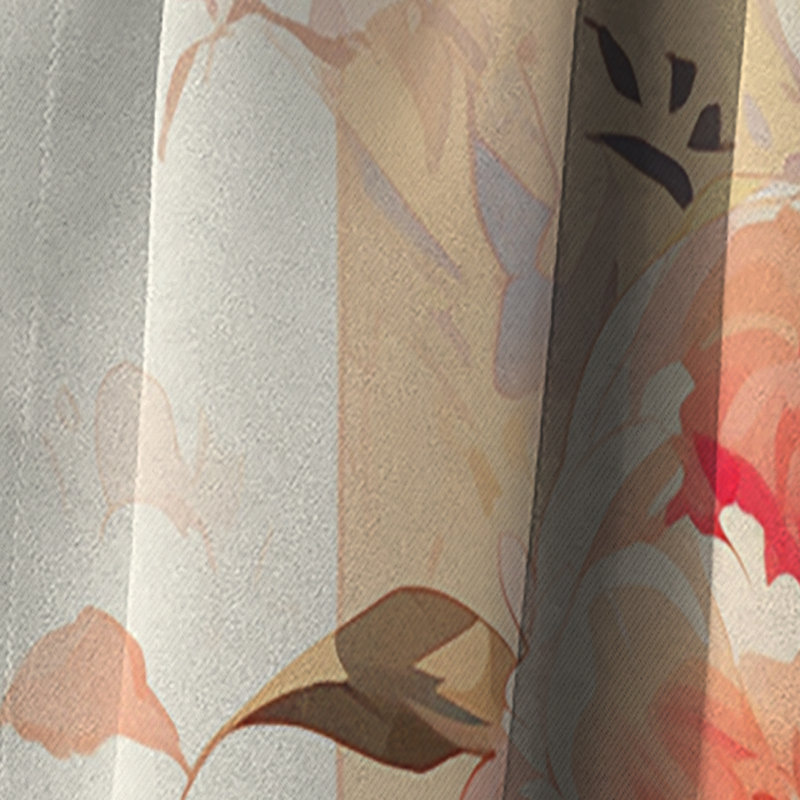 Caln - Peony Curtain - Blackout Floral Curtain - 1 Panels, 52" W x 63" L