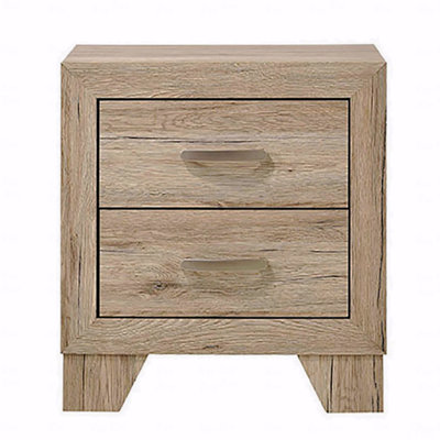 Table de chevet 2 tiroirs, naturel