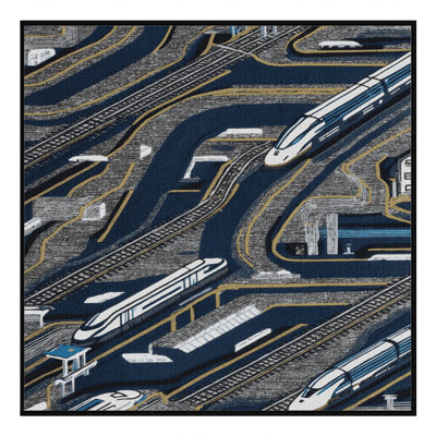 Machine Washable Transportation Gray Area Rug