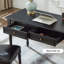 Bureau rectangulaire en bois massif noir avec 2 tiroirs-2099971361