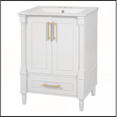 24 Inch Modern Bathroom Vanity with Ornate Motif, Soft-Close Hinges, and Spacious Storage for Elegant and Efficient Bathrooms