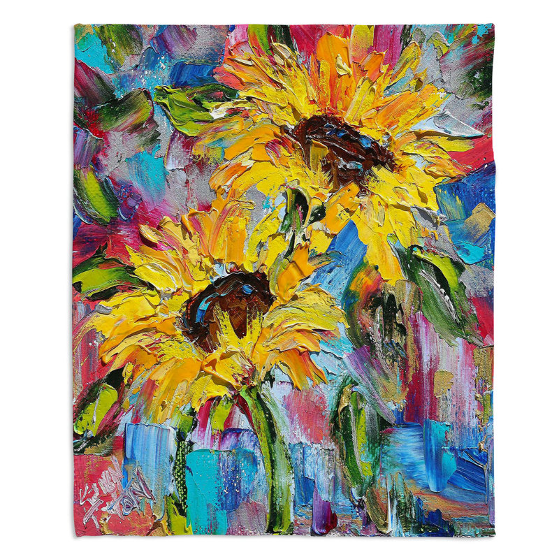 Couverture en sherpa Sunflower Joy, l 51 po x L 60 po