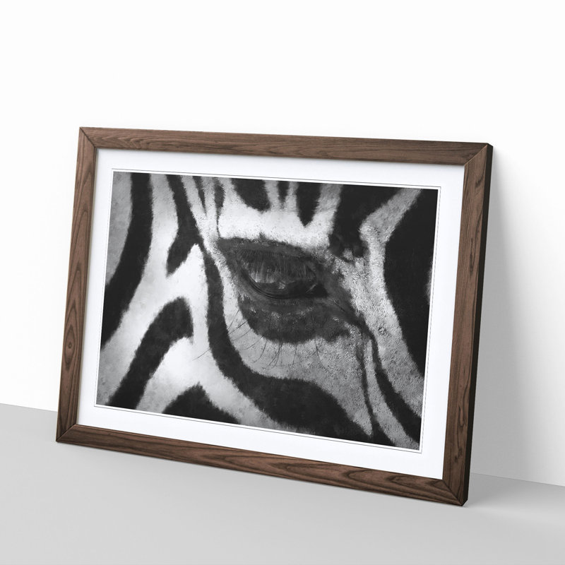 The Eye of a Zebra - Picture Frame Painting Print, 62cm H x 87cm W x 2cm D, Walnut Framed