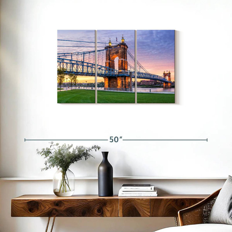 Roebling Suspension Bridge Cincinnati, 20" H x 33" W