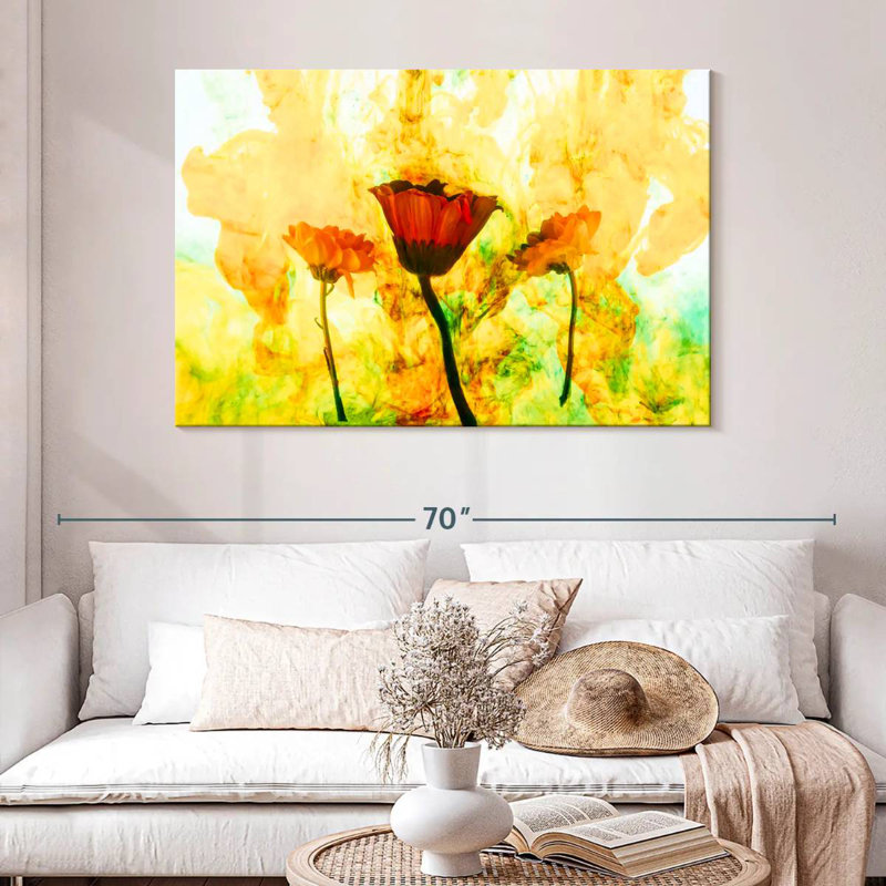 Glacis floral Avery abstrait, H 32 po x l 48 po
