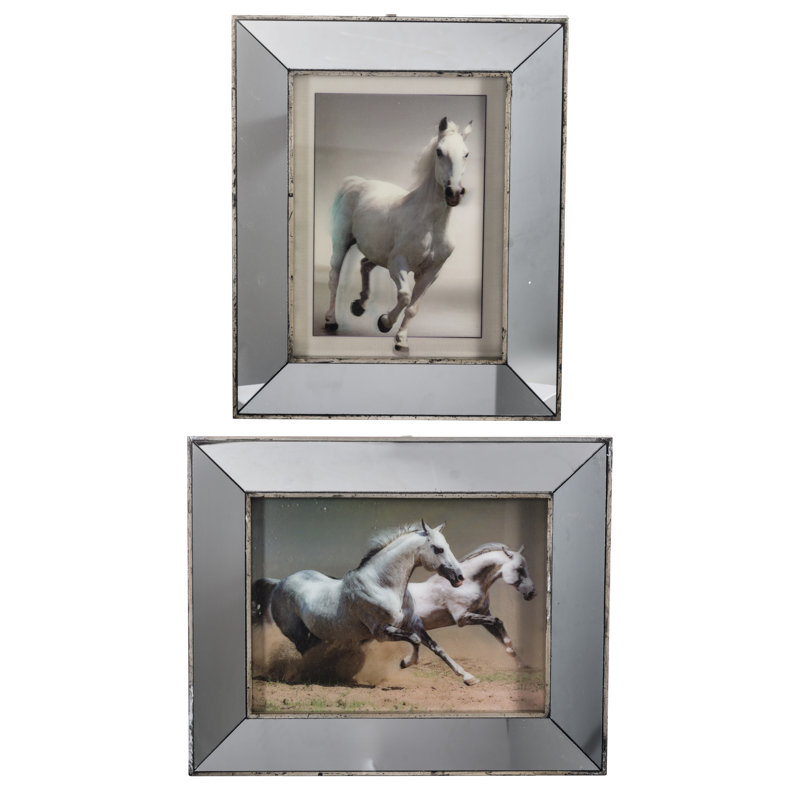 Daven, cheval au galop, ensemble de 2 reproductions de photos encadrées