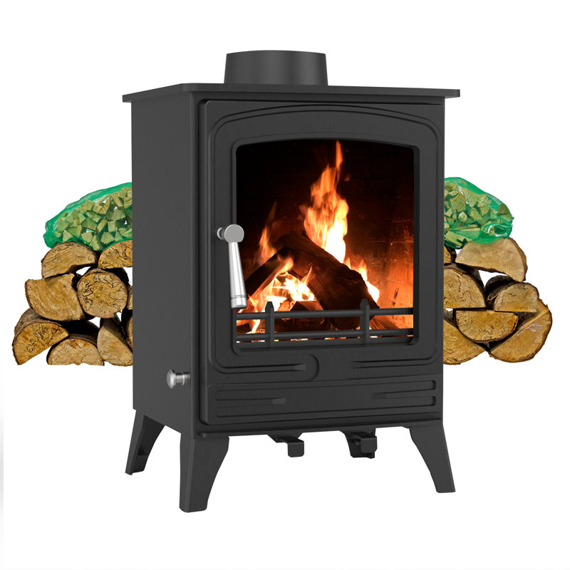 Steel Eco Multifuel Stove + Firewood Starter Kit, 58.50cm H x 38.70cm W x 37.80cm D