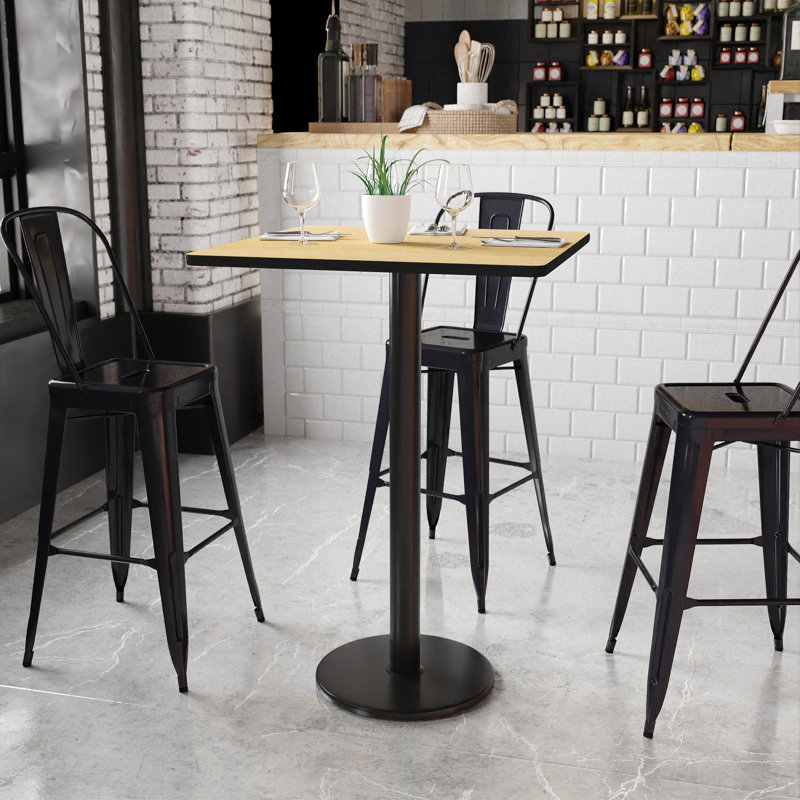 Plateau de table stratifié carré Jack avec base à hauteur de table, H 43,12 po x l 30 po x P 30 po, Naturel