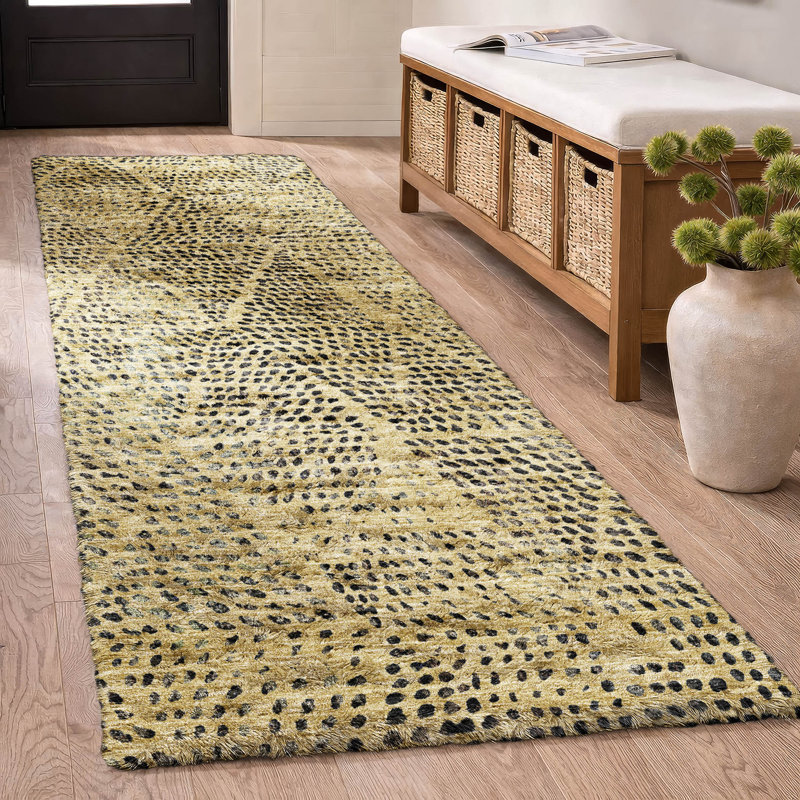 Tapis à losanges de qualité supérieure lavable à la machine ADS591, Gold, 2'3" x 7'6" Runner
