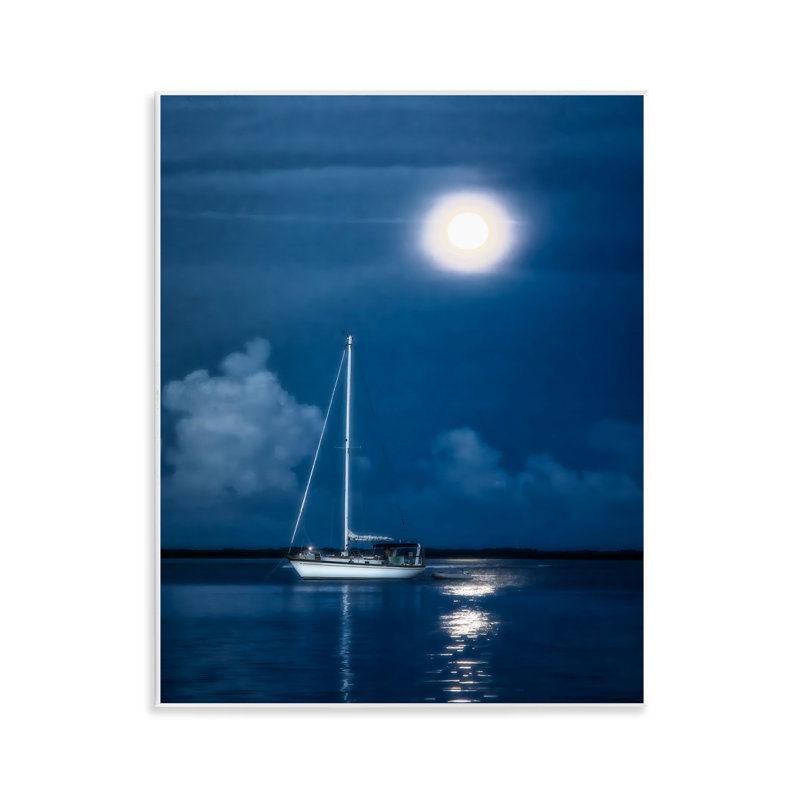 «Moonlit Nighttime Sail Wall Art» par Mary Lou Johnson