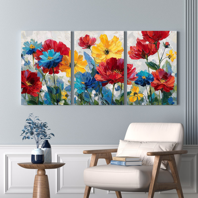Ensemble de 3 reproductions d'art sur toile, H 36 po x l 72 po