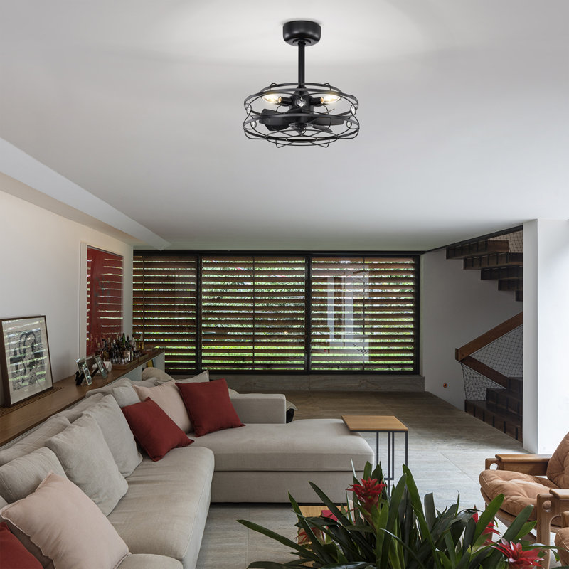Ventilateur de plafond illuminé Maade Fandelier, Noir mat, Noir mat
