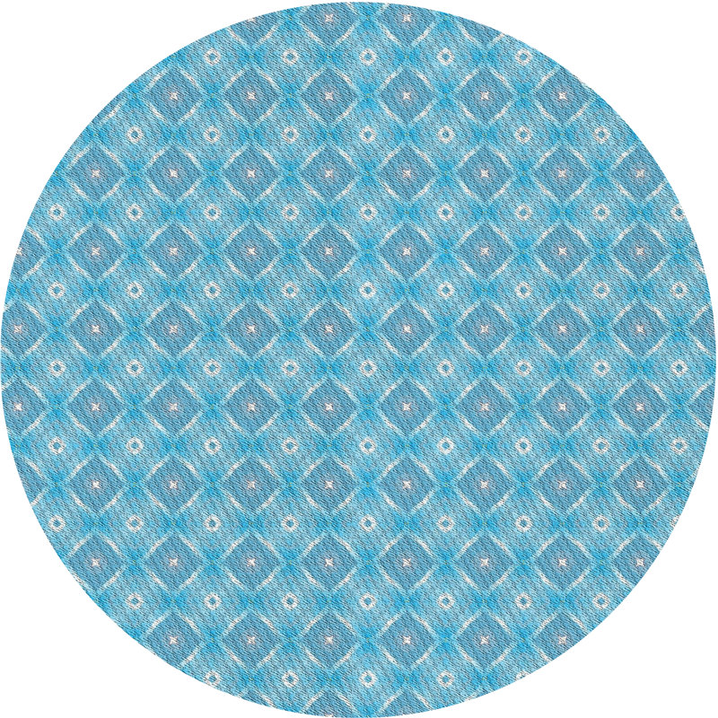 Tapis de zone bleue à motifs, Rond 7 pi