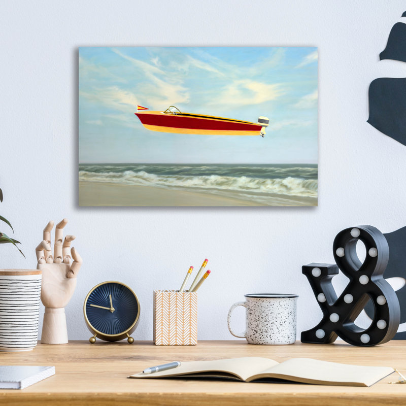 «Bateau rapide» par Rick Monzon, acrylique, H 12 po x l 16 po x P 0,13 po