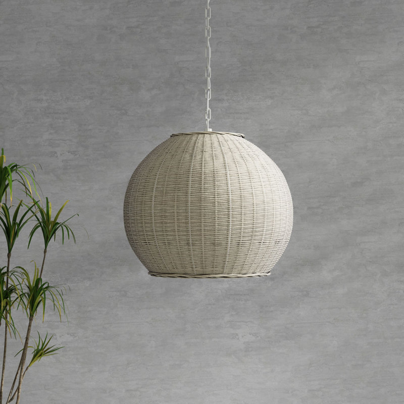Folsom Black 1 -Bulb Outdoor Pendant, 16" H x 20" W x 20" D, Antique White