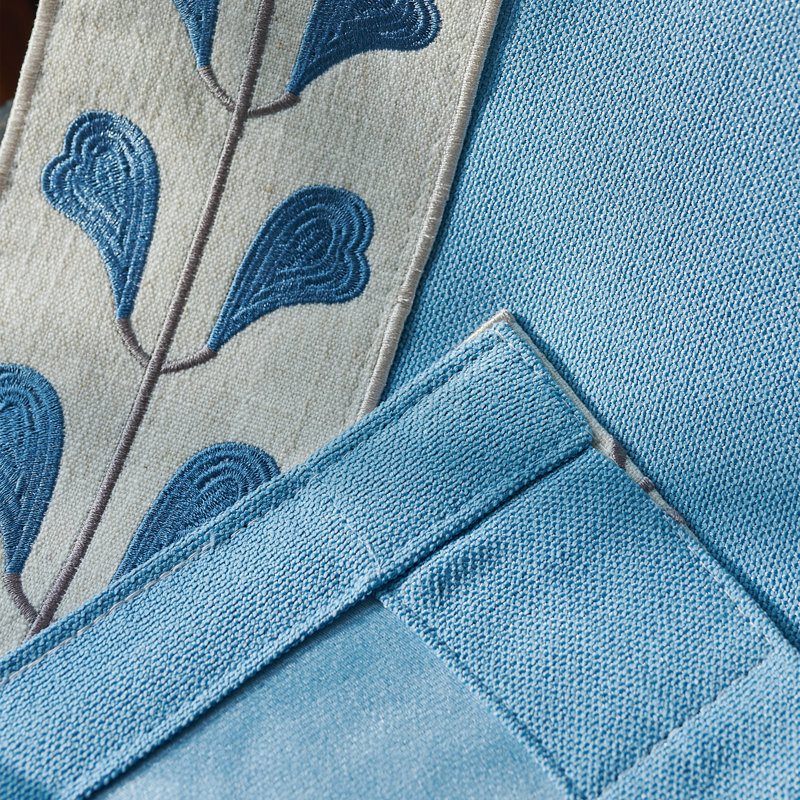 Nora Cotton Blend Room Darkening Curtain Pair, 45" W x 96" L, Blue