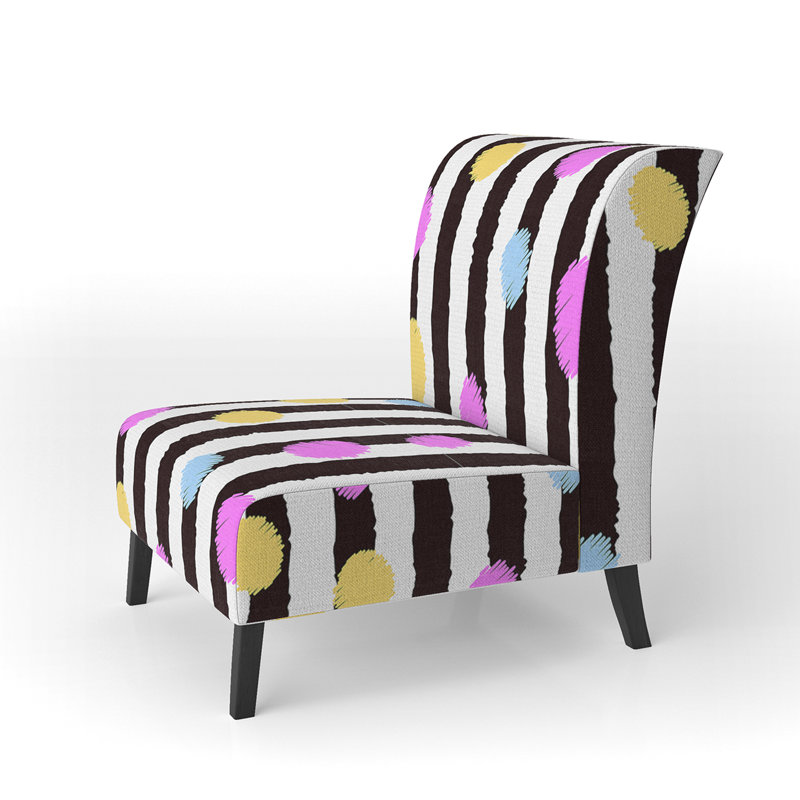 Fauteuil de chambre rembourré à motifs rose et bleu à pois