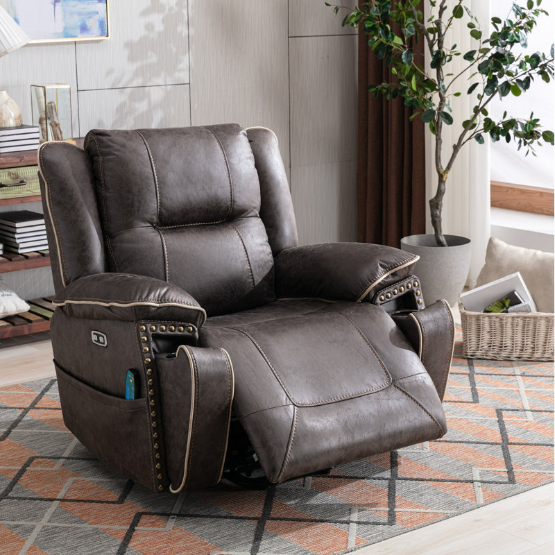 40.2" Wide Faux Leather Power Lift Dual-motor Reclining Heated Massage Chair with USB and Cupholders, Gray Faux Leather