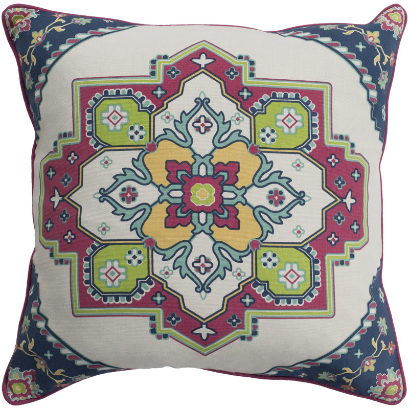Technicolor Cotton Geometric Throw Pillow, Bright Red, Down Fill, 20" x 20"