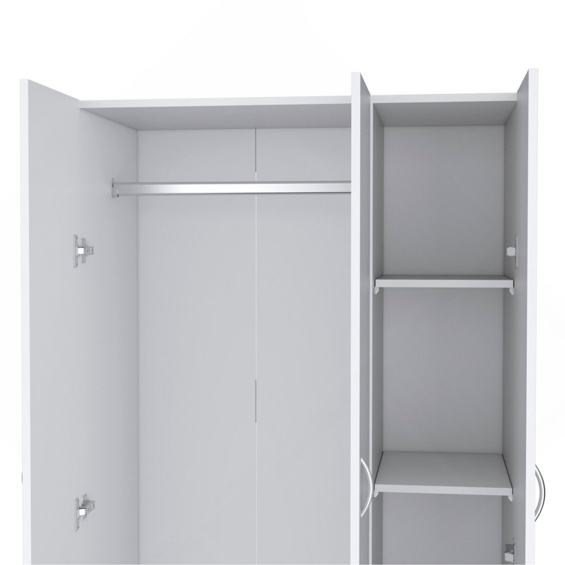 Armoire 3 portes avec tringle suspendue Augusta, blanc, Blanc
