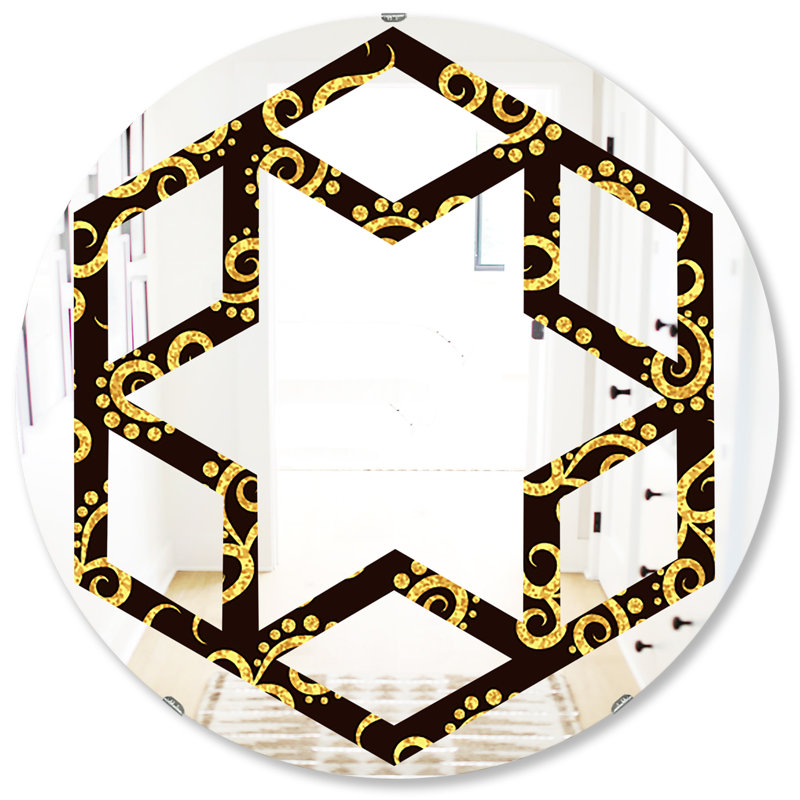 Miroir mural éclectique hexagonal étoile tourbillon ii, H 31,5 po x l po