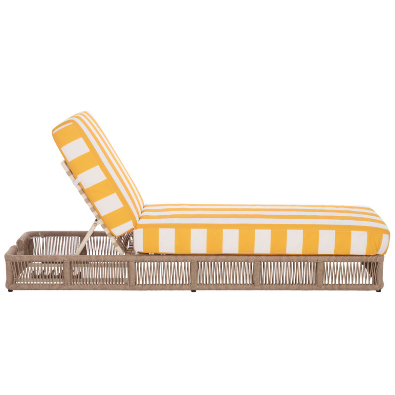 Langley Outdoor Chaise Lounge, Yellow/White