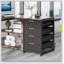 Bureau d'ordinateur en L 59 po avec tiroirs et tablettes de rangement, poste de travail de coin réversible, bureau d'écriture avec classeur