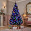 Sapin de Noël artificiel noir pré-illuminé de 1,83 m avec 280 lumières DEL multicolores, 920 extrémités de branches denses et support en métal