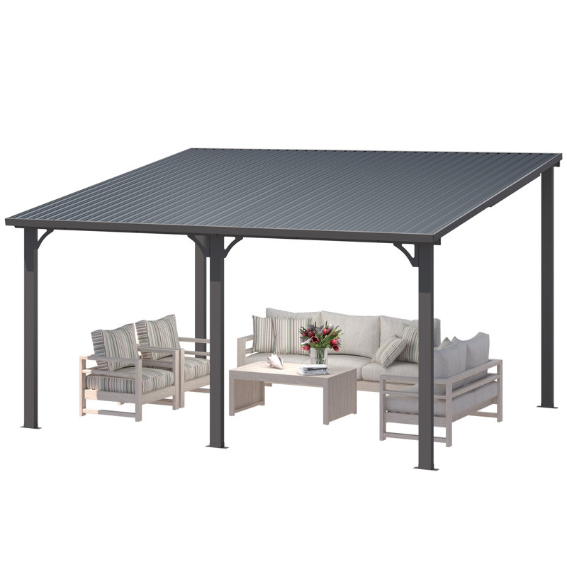 Hardtop Gazebo With Galvanized Steel Sloping Roof, 98.4" H x 168" W x 136" D