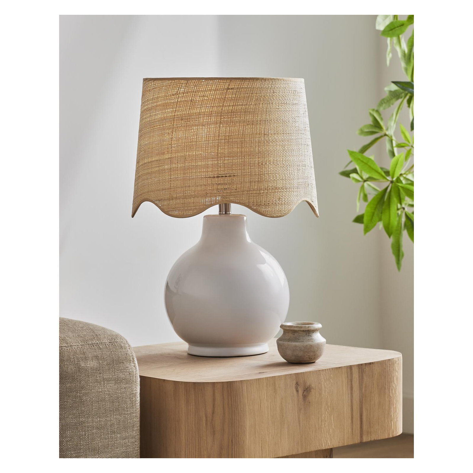 Maura Accent Table Lamp, Tan, White, 22"H x 15"W x 15"D