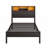 Twin Size Bed Frame With Storage Headboard, Metal Platform Bed With Charging Station, Bookcase Storage, No Box Spring Needed, Easy Assembly