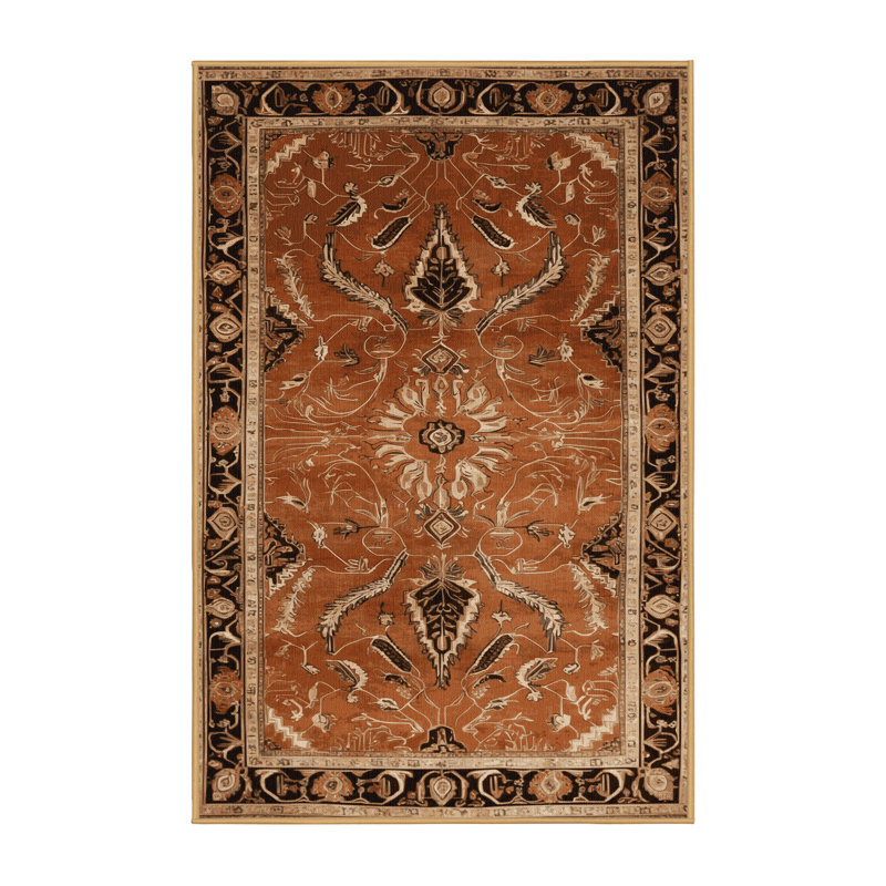 Machine Washable Persian Brown Area Rug, Runner 2' x 4'