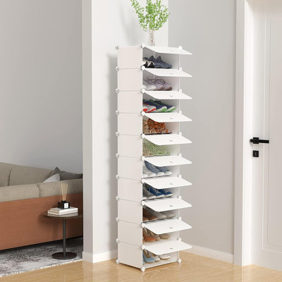 Rangement à chaussures à 10 niveaux avec portes transparentes, capacité de 20 paires, range-chaussures extensible et imperméable