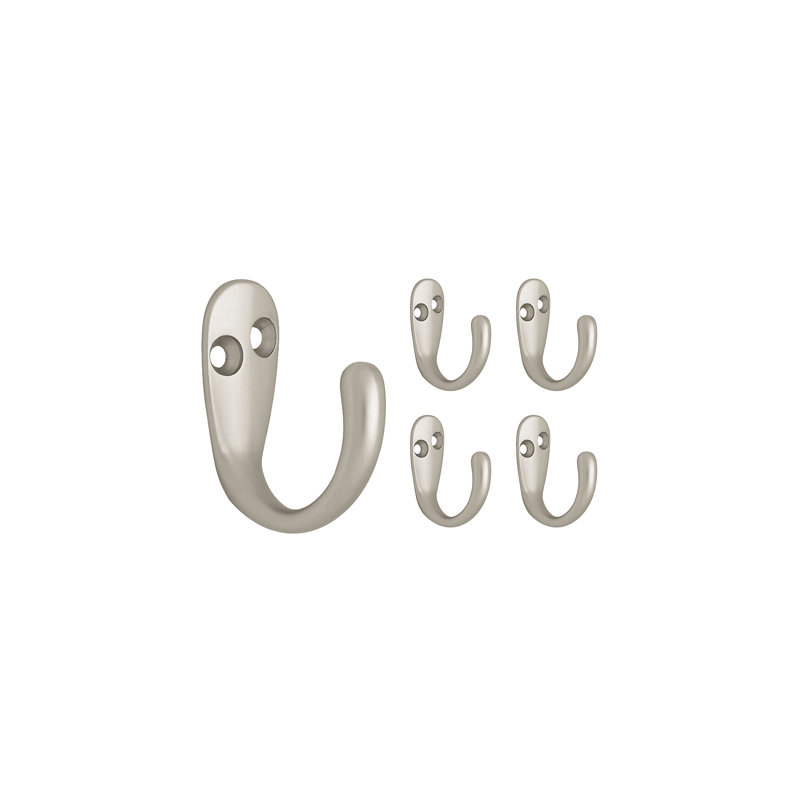 Matte Nickel Single Prong Wall Hook Set