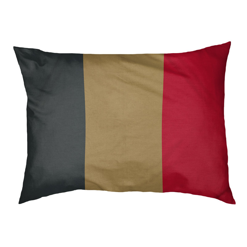 Oreiller rectangulaire New York, Petit (L 18 po x l 28 po), Gris acier / or / rouge