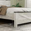Cadre de lit double antique blanc et gris pour la chambre à coucher, avec éclairage à DEL et station de charge, conception classique, aucun sommier tapissier requis, rangement de la tête de lit inclus, bois massif en métal de haute qualité, facile à utiliser